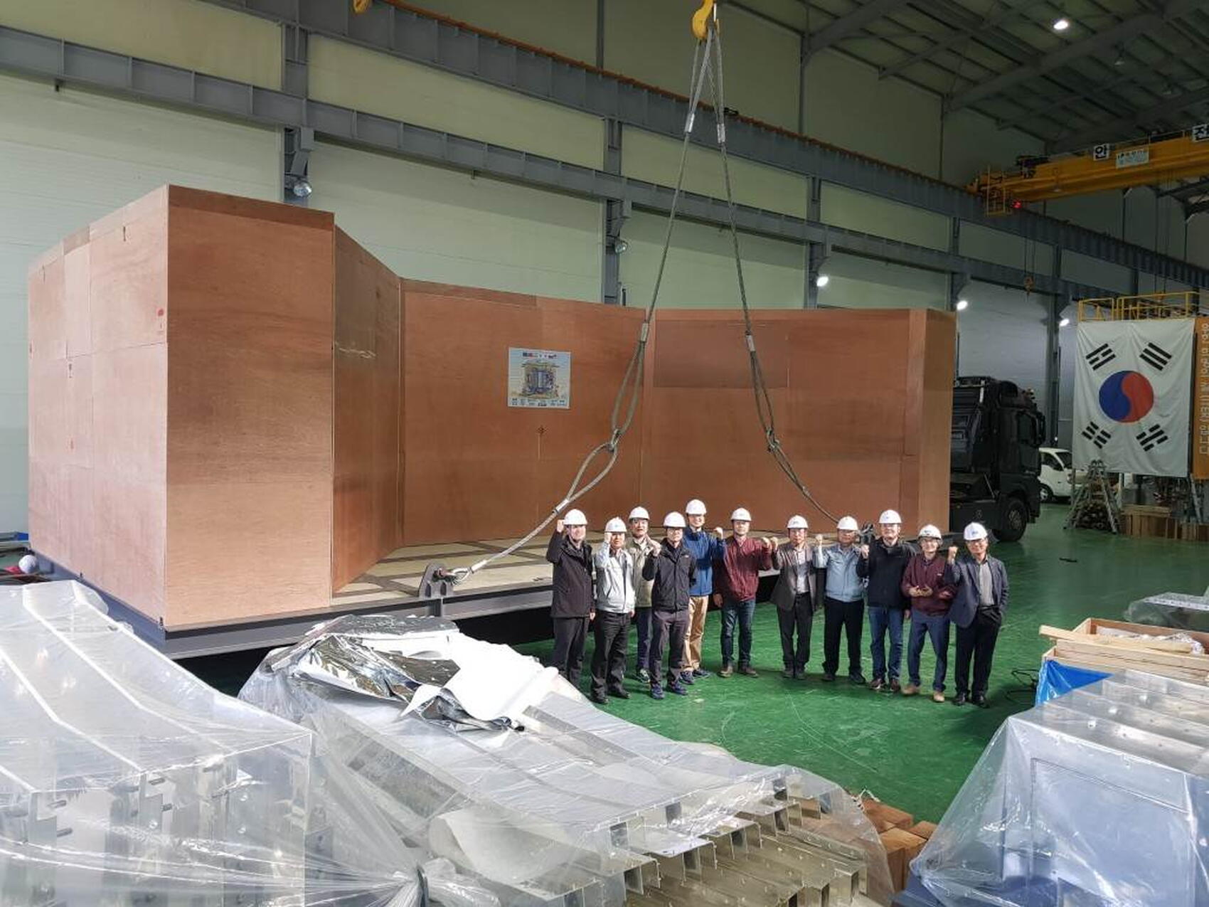 Thermal shield segments packed for delivery in Korea